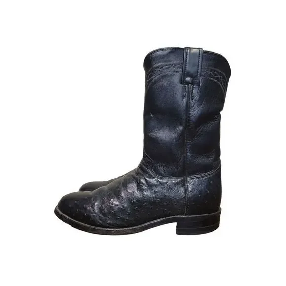 Justin Ostrich Full Quill Leather Cowboy Boots